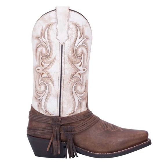 Laredo Myra White Brown Leather Boots. Size 6.5 - Picture 7 of 10
